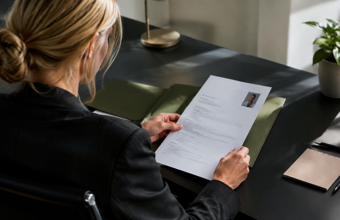 Professional werkt aan sollicitatievoorbereiding